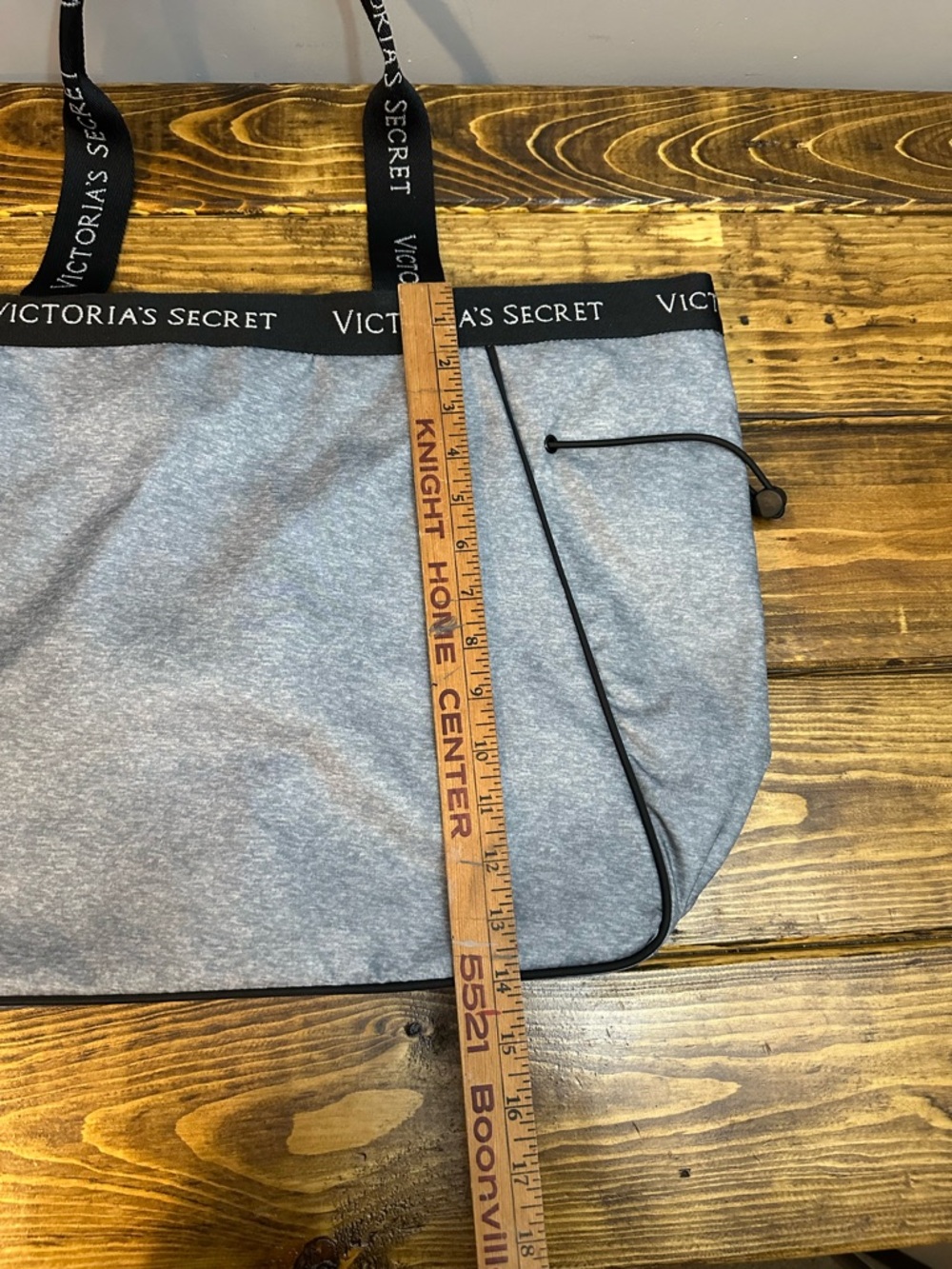 NWT Victoria Secret Tote Bag with Zipper and Adjustable Strings Grey/Black/White - Picture 7 of 8